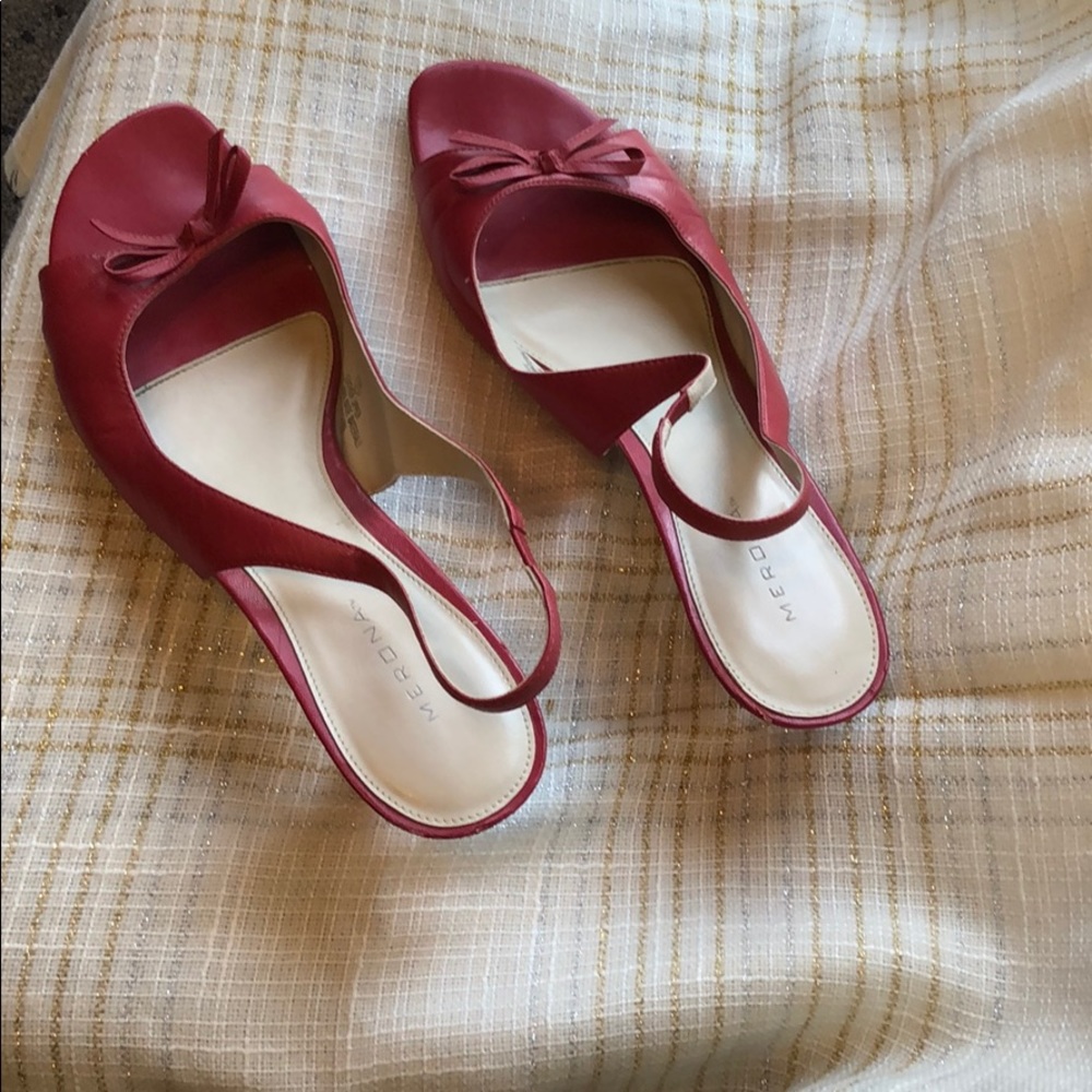 Leather Uppers Peachy Orange 2 1/4” Heels